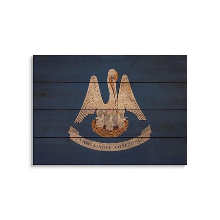 WILE E. WOOD 20 x 14 in. Louisiana State Flag Wood Art FLLA-2014